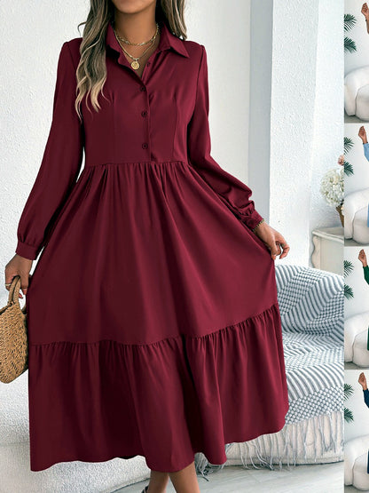 Women's Solid-Color Relaxed-Fit High-Waist Point-Collar Long-Sleeve Streetwear Shirt - product detail view 6