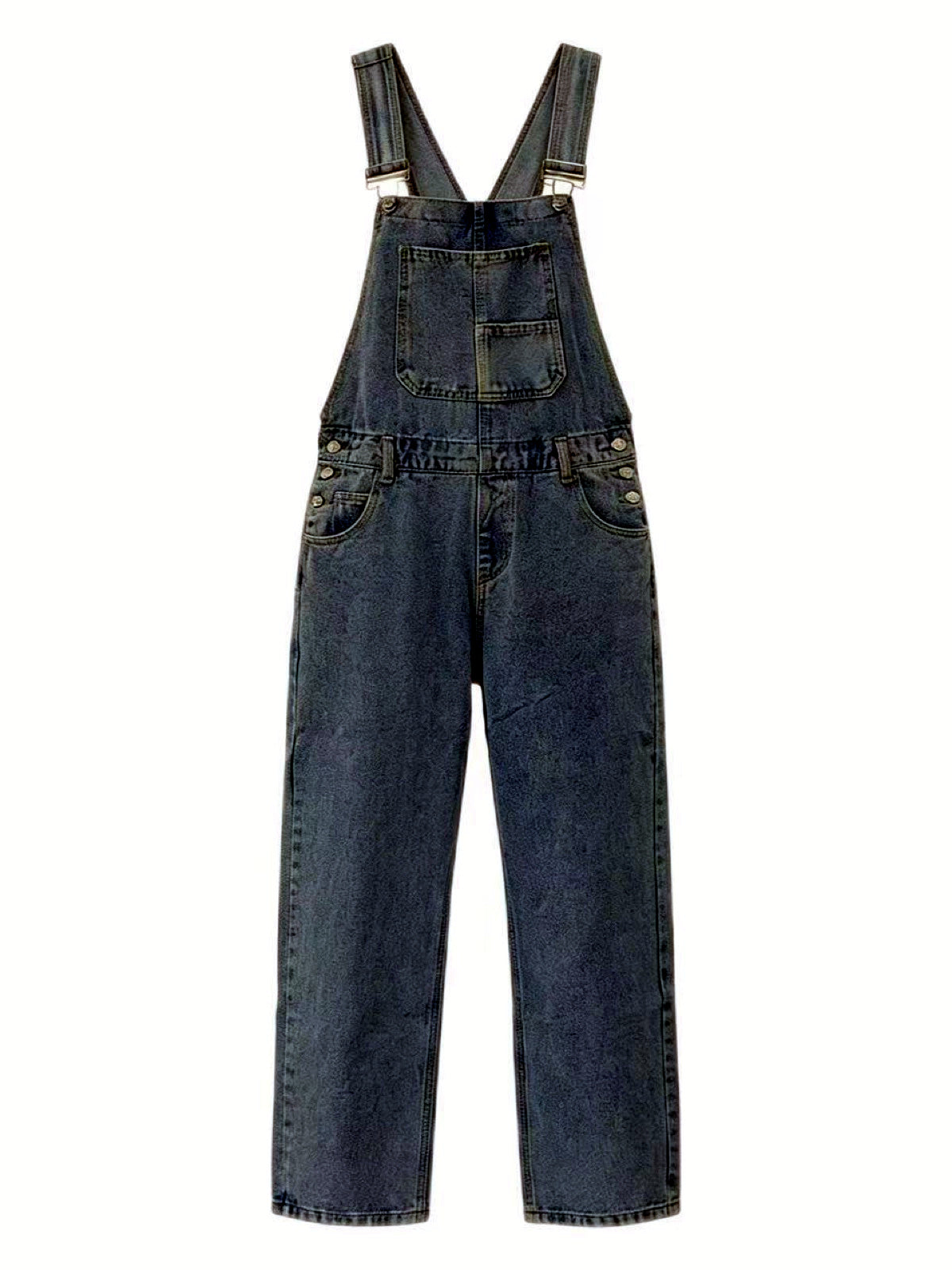 Women's Relaxed-Fit Washed Denim Bib Overalls with Utility Pocket - product detail view 7