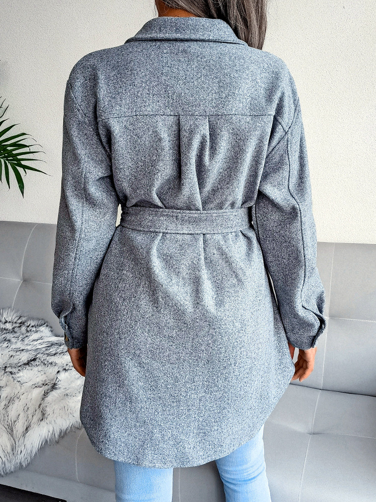 Women's Long Sleeve Open Front Blazer Cardigan Solid Color Casual Woven-Panel Straight-Leg Button-Front Point-Collar Pocket