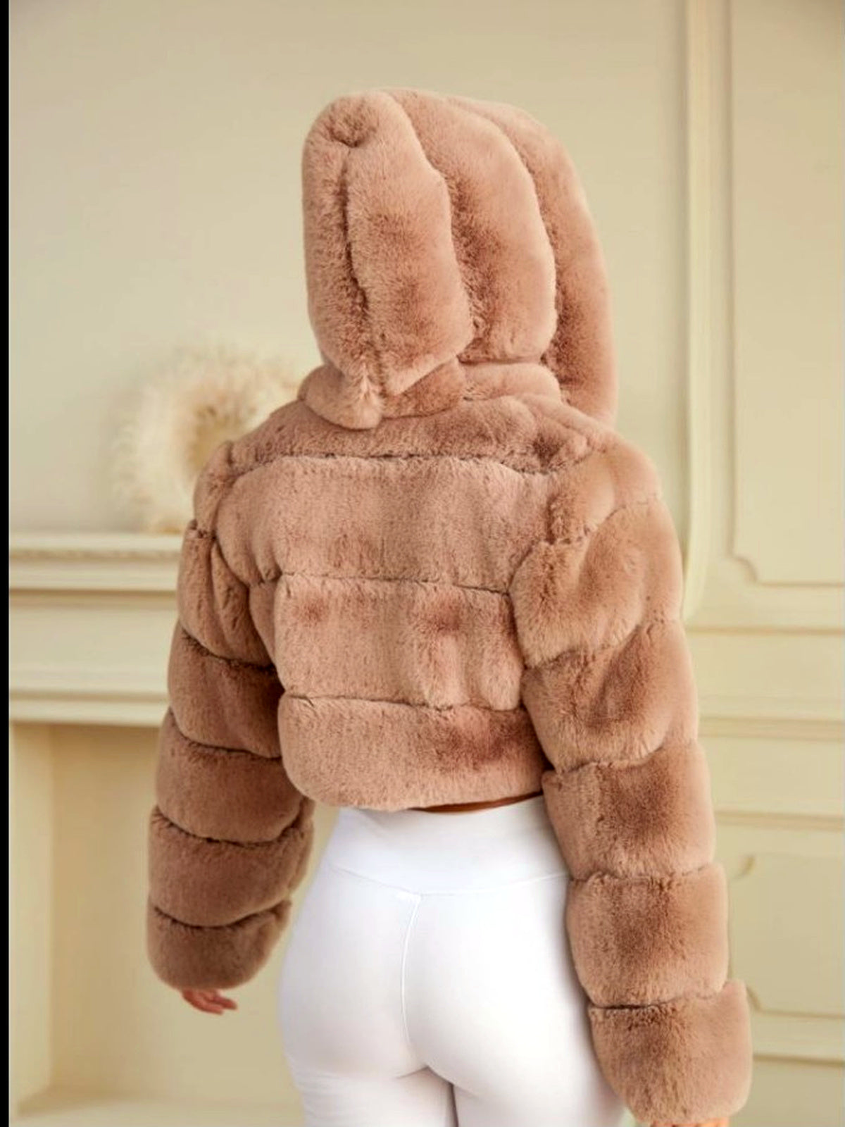 Faux-Fur Zip-Front Long-Sleeve Coat - product detail view 4