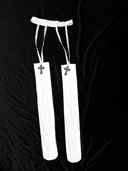 Women's Halloween Gothic-Nun Cosplay Chain-Strap Top & Skirt Set - product detail view 9