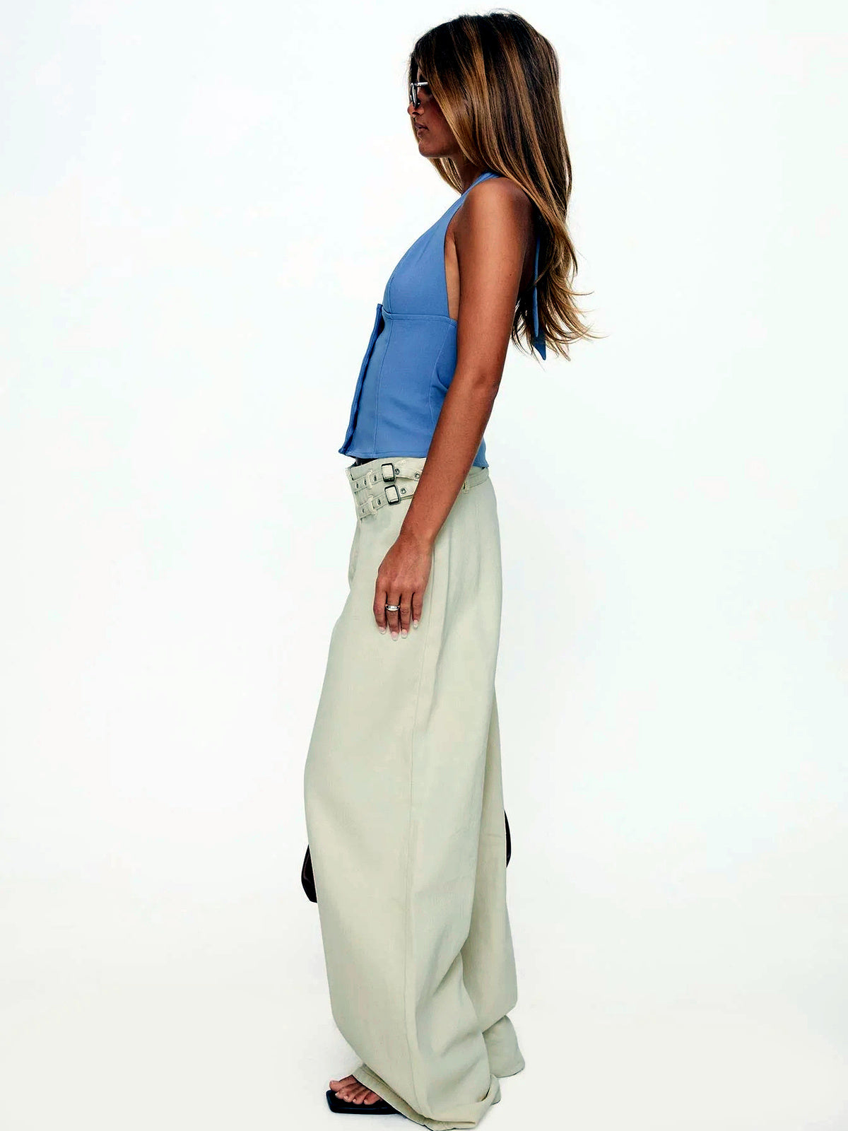 Women's Elastic Waist Wide Leg Pants Loose Casual Fall Winter Trousers - product detail view 9