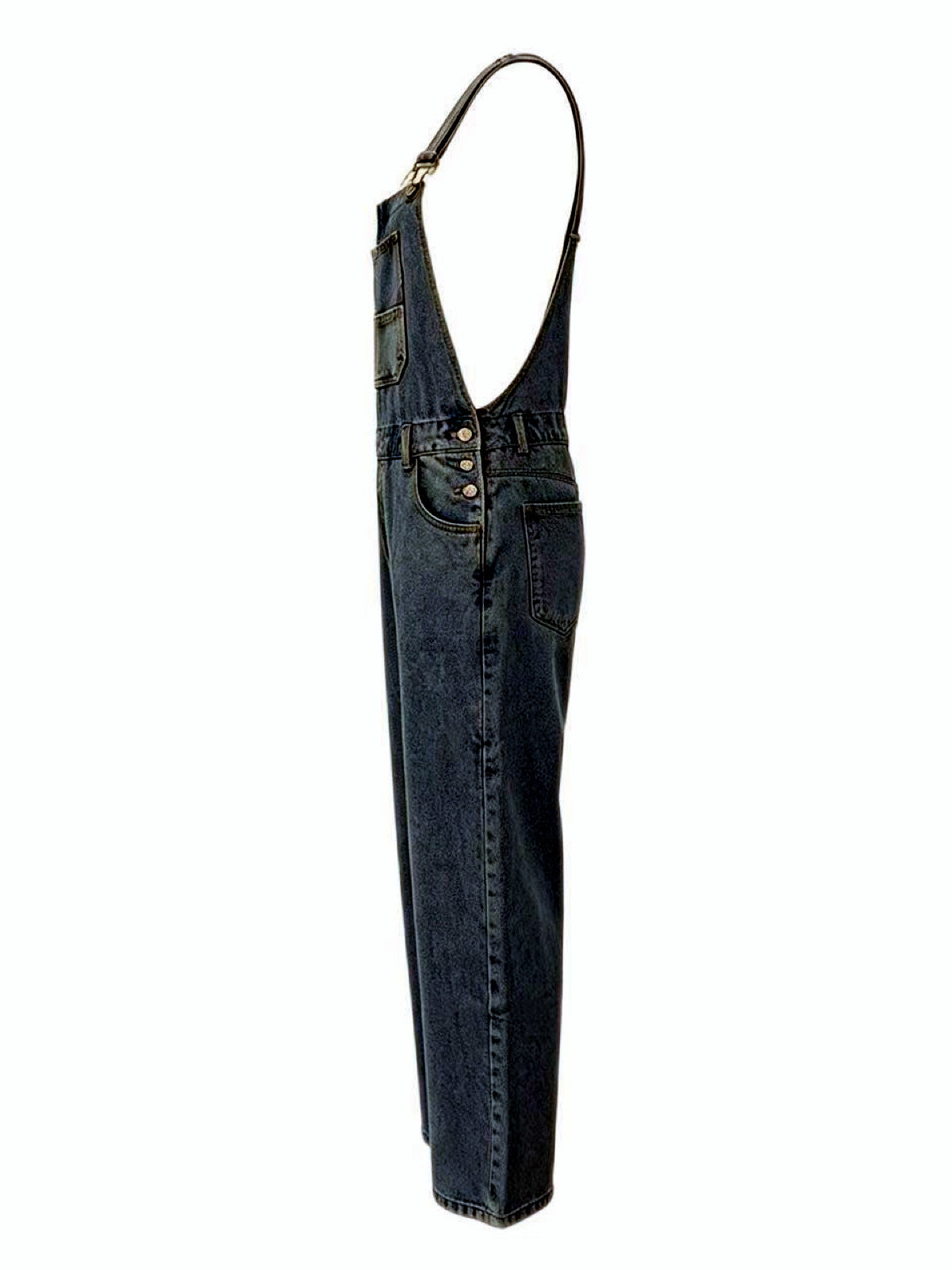 Women's Relaxed-Fit Washed Denim Bib Overalls with Utility Pocket - product detail view 8