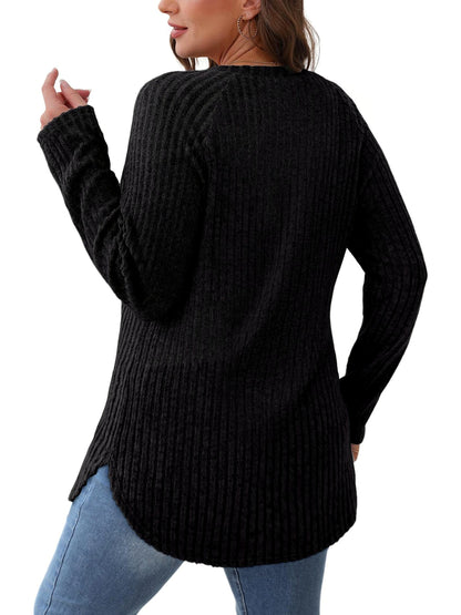 Women's Crew-Neck Relaxed-Fit Slim-Fit Long-Sleeve Top - product detail view 5