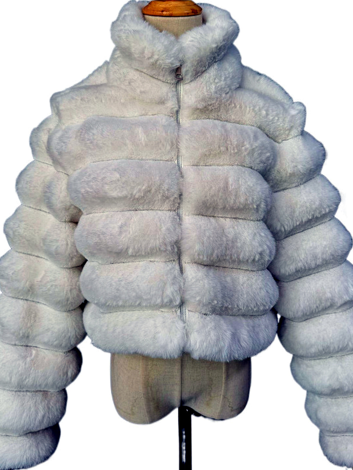 Women's Faux-Fur Long-Sleeve Coat - product detail view 8