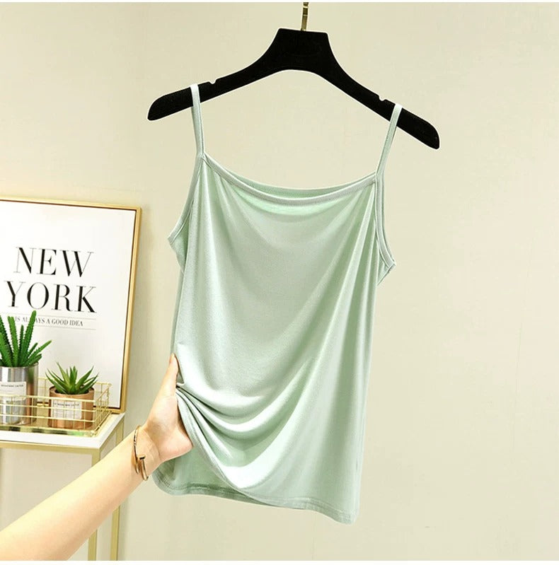 Women's Premium Modal Cami Top - Ultra-Soft Basic Adjustable Spaghetti Strap Tank