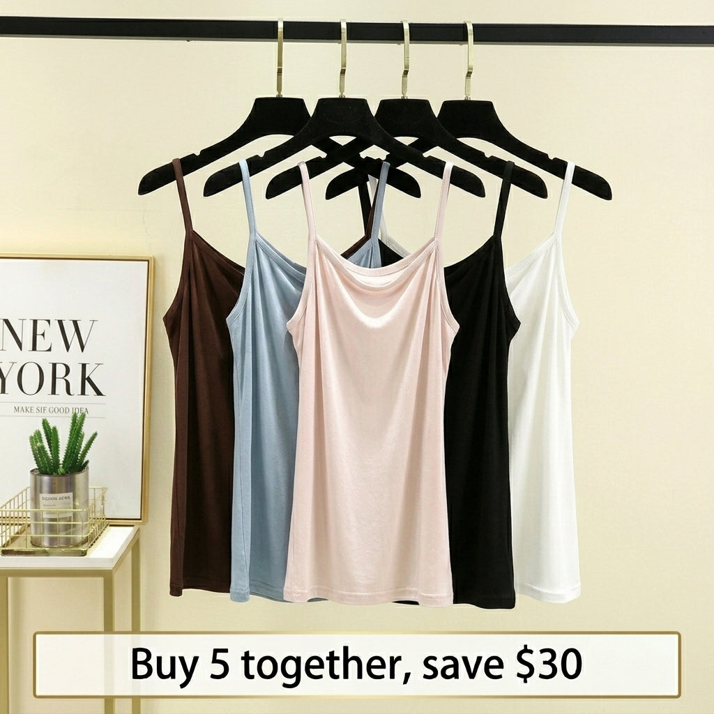 Women's Premium Modal Cami Top - Ultra-Soft Basic Adjustable Spaghetti Strap Tank