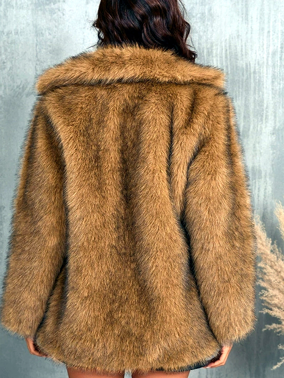 Women's Faux-Fur Long-Sleeve Coat - product detail view 11