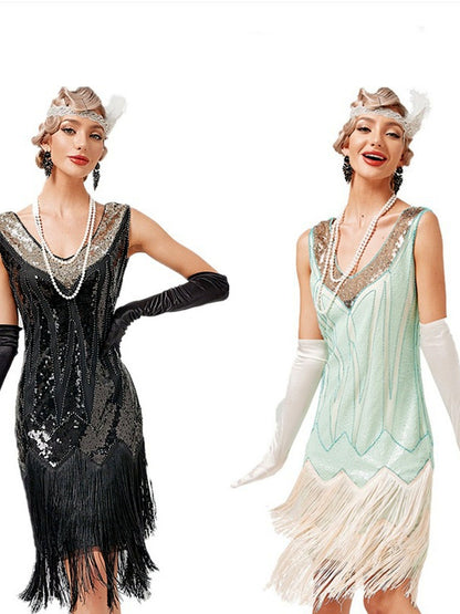 Women's V-Neck Vintage-Inspired Dress - product detail view 10
