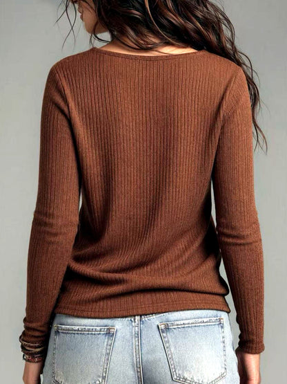 Women's Knit Solid-Color Pullover Relaxed-Fit Slim-Fit Sweater - product detail view 5