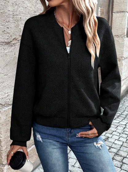 Women's Solid-Color Zip-Front Long-Sleeve Jacket - product detail view 2