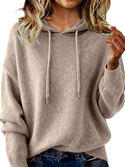 Women's Solid Color Long Sleeve Knit Sweater in Apricot - product view