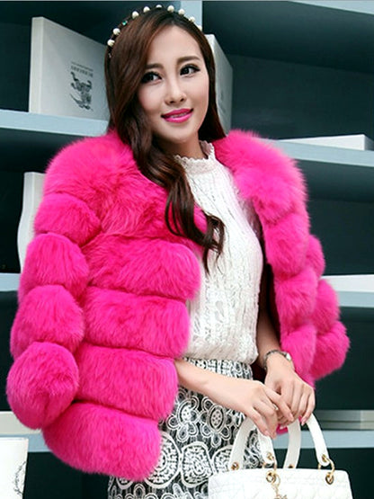 Women's Jacquard Patchwork Long-Sleeve Jacket in Rose Red - product view