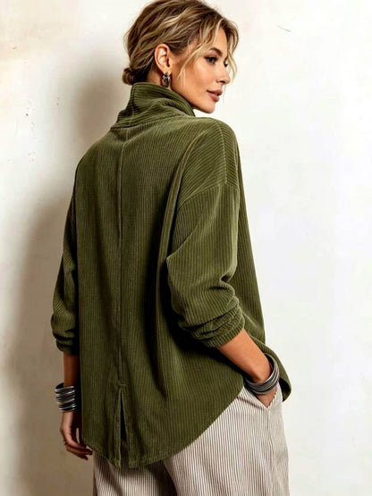 Women's Corduroy Relaxed-Fit Asymmetric Jacket - product detail view 4