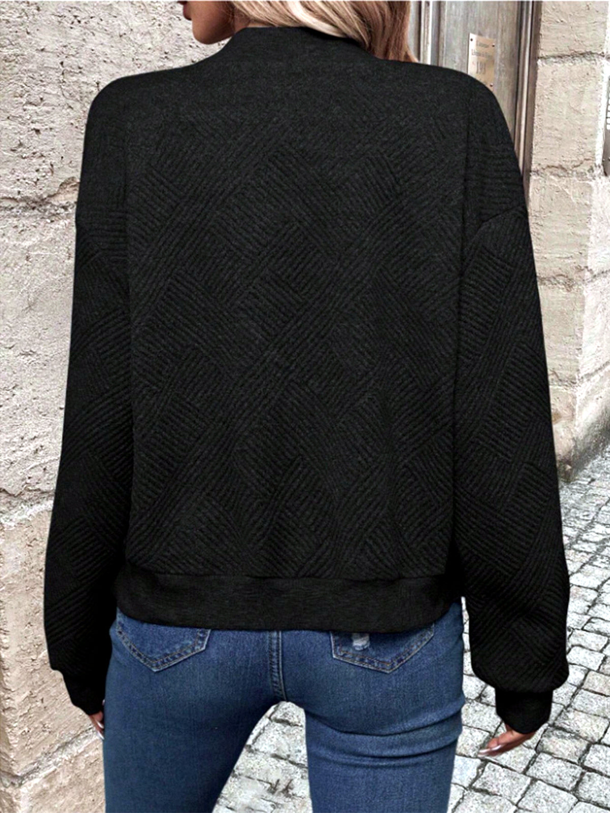 Women's Solid-Color Zip-Front Long-Sleeve Jacket - product detail view 3