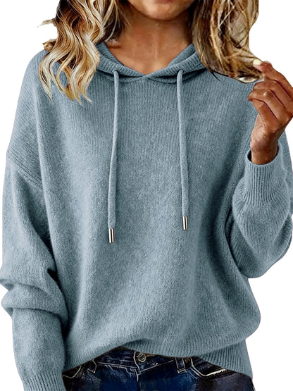 Women's Solid Color Long Sleeve Knit Sweater in Gray - product view