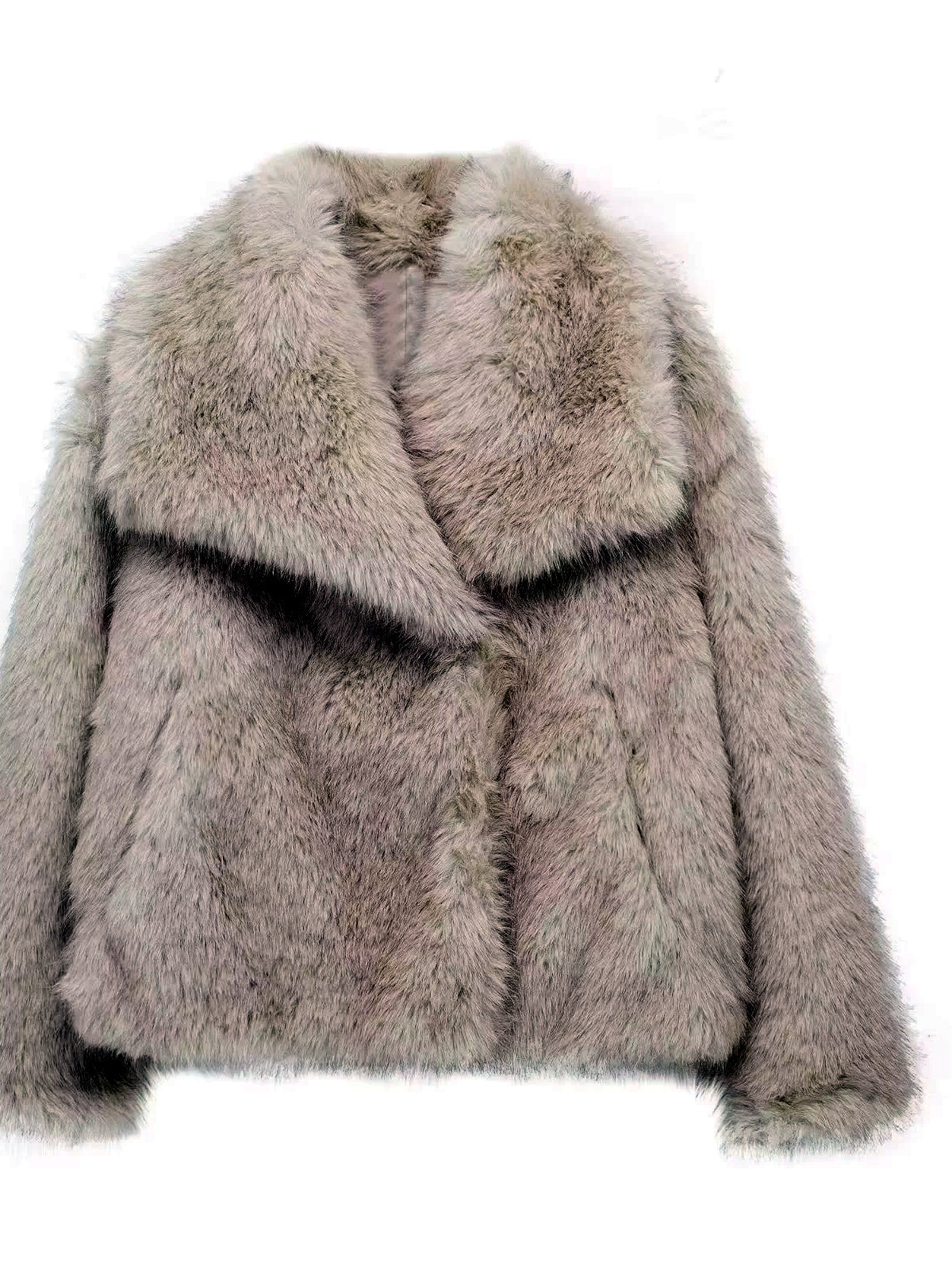 Women's Faux-Fur Point-Collar Long-Sleeve Pocket Coat - product detail view 4