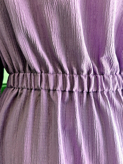 Women's Solid-Color Relaxed-Fit Slim-Fit Point-Collar Long-Sleeve Vacation Dress - product detail view 7