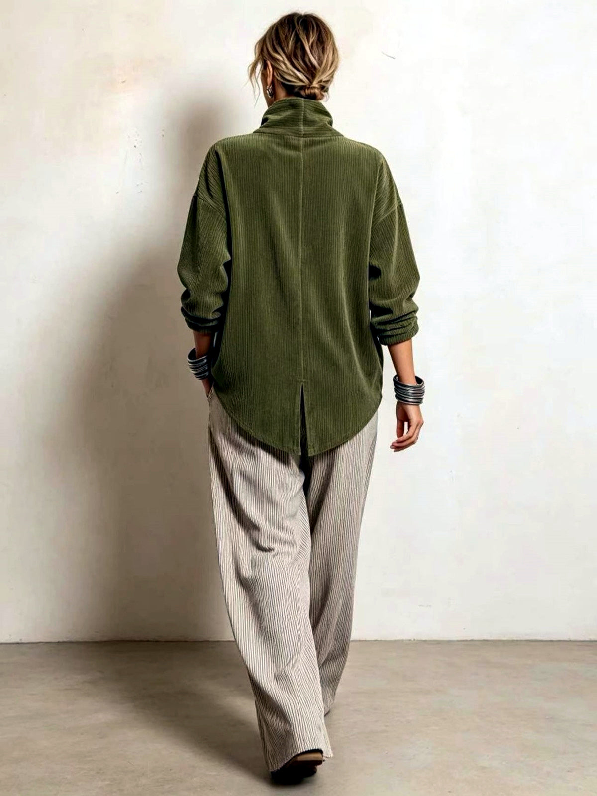 Women's Corduroy Relaxed-Fit Asymmetric Jacket - product detail view 5