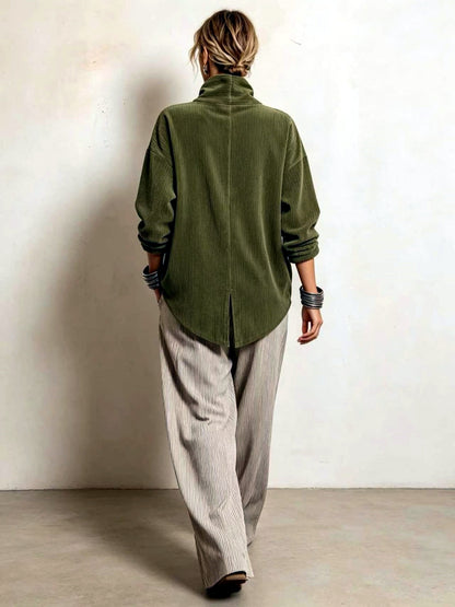 Women's Corduroy Relaxed-Fit Asymmetric Jacket - product detail view 5