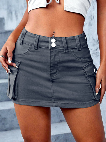 Women's Washed Solid-Color Slim-Fit Straight-Leg Office Streetwear Skirt - product detail view 8