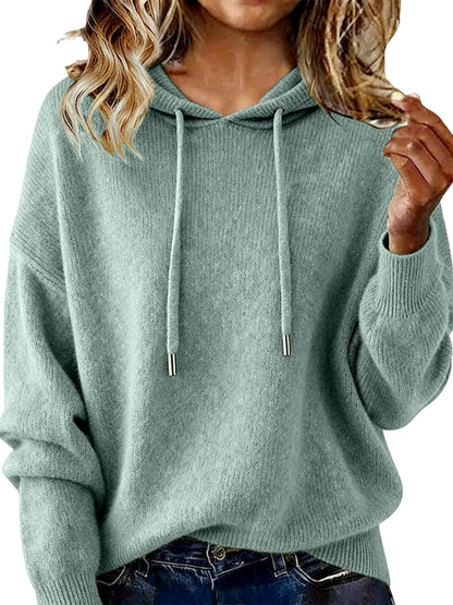 Women's Solid Color Long Sleeve Knit Sweater in Light Green - product view