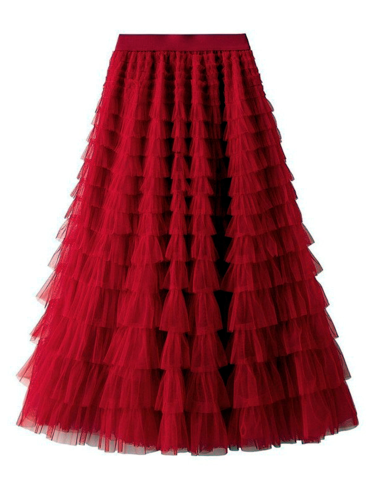 Women's Solid-Color Patchwork Longline Stretch Midi High-Waist Skirt - product detail view 4