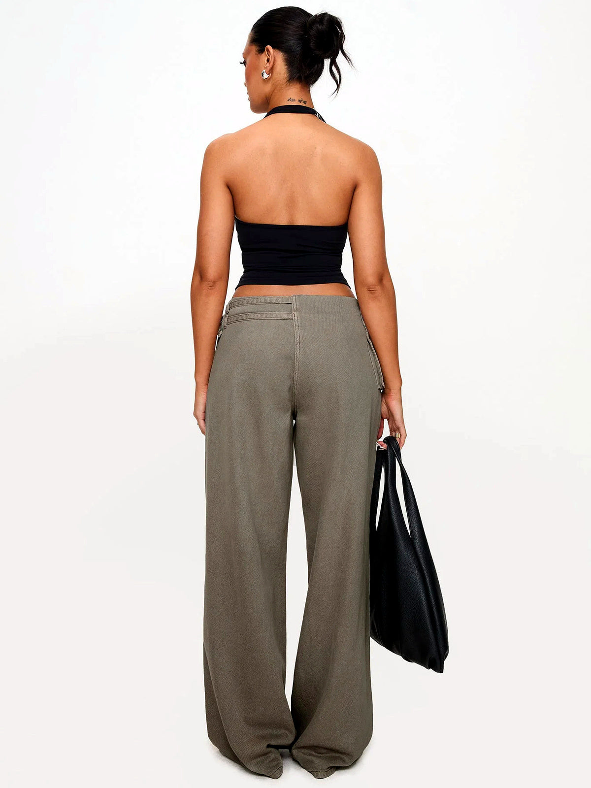 Women's Elastic Waist Wide Leg Pants Loose Casual Fall Winter Trousers - product detail view 14