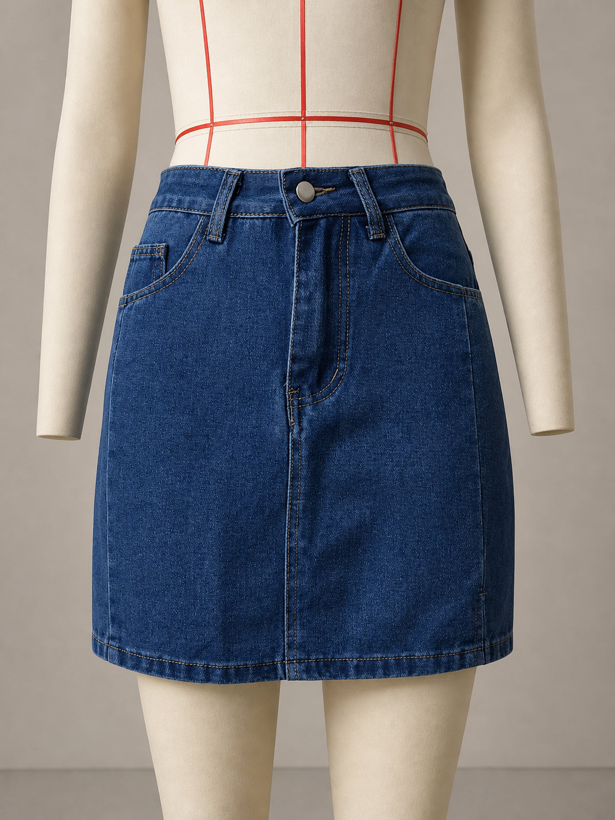 Women’s Washed Denim Slit Mini Skirt High Waist Button Front Bodycon Streetwear Short Skirt