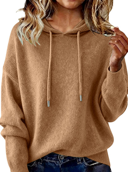 Women's Solid Color Long Sleeve Knit Sweater - product detail view 1