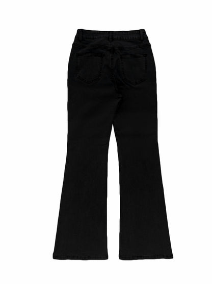 Women's High Waist Flare Jeans, Stretch Streetwear Denim Pants with Pockets and Slim Bell Bottom Leg