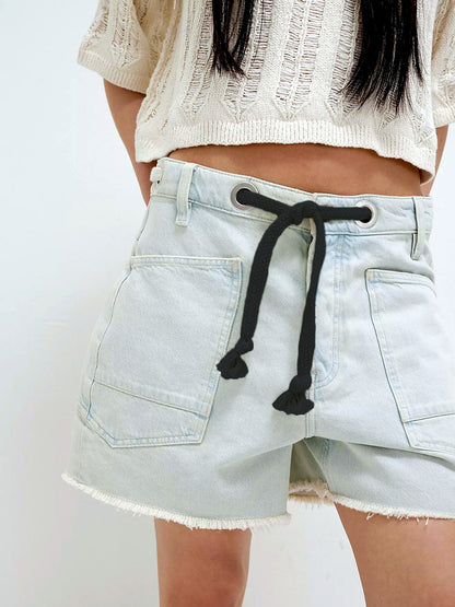 Women's Washed Denim Relaxed-Fit Mid-Rise Multi-Pocket Pocket Shorts - product detail view 14