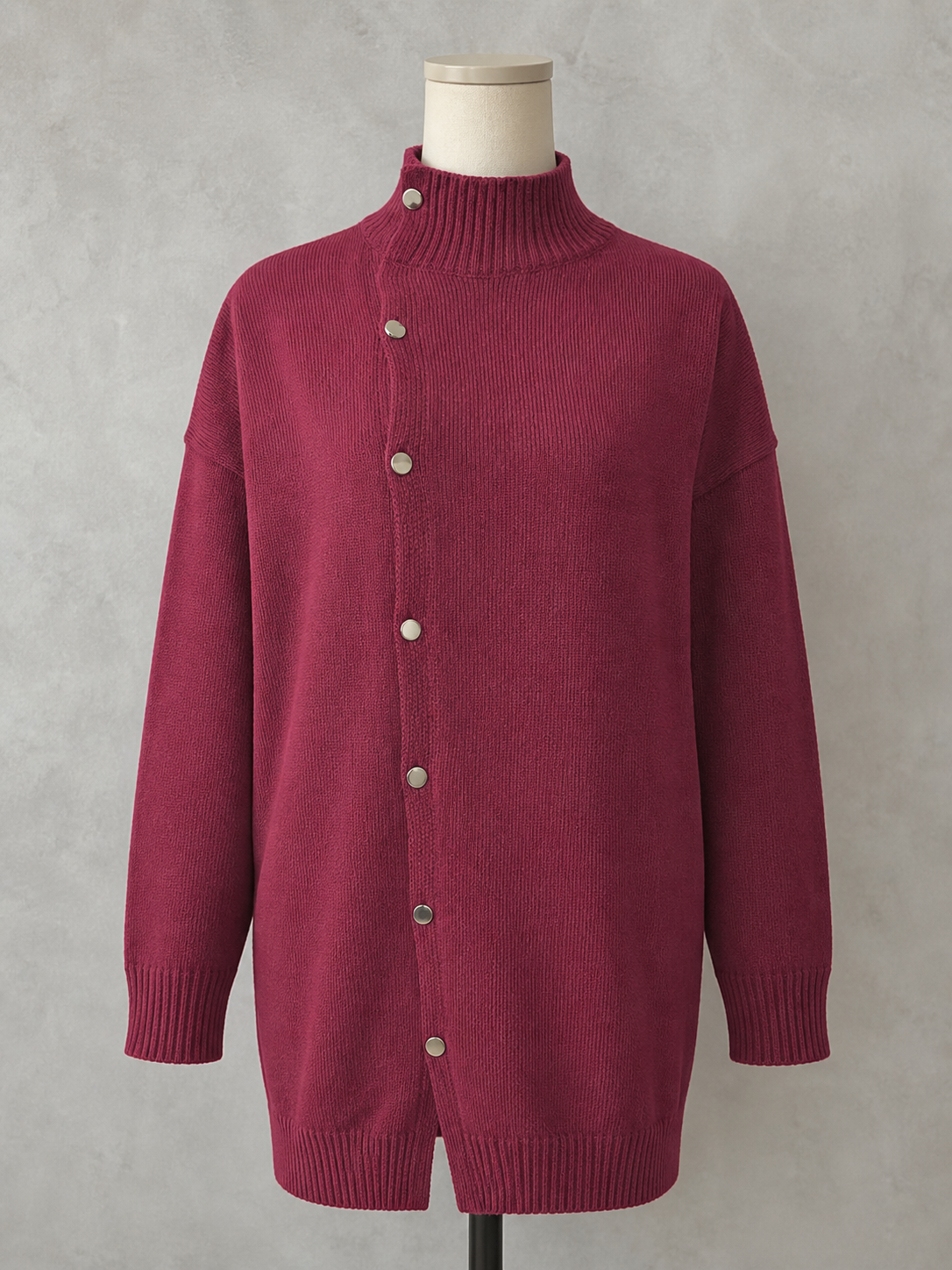 Women's Knit Solid-Color Relaxed-Fit Long-Sleeve Mid-Length Office Cardigan