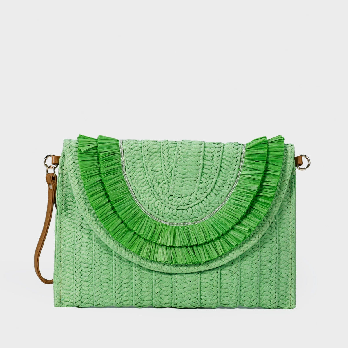 Bohemian Straw Envelope Clutch Bag - Vintage Woven Crossbody Purse with Tassels & Pom Poms for Women