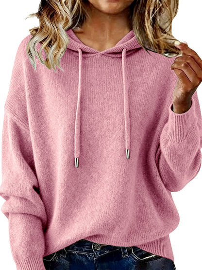 Women's Solid Color Long Sleeve Knit Sweater - product detail view 3
