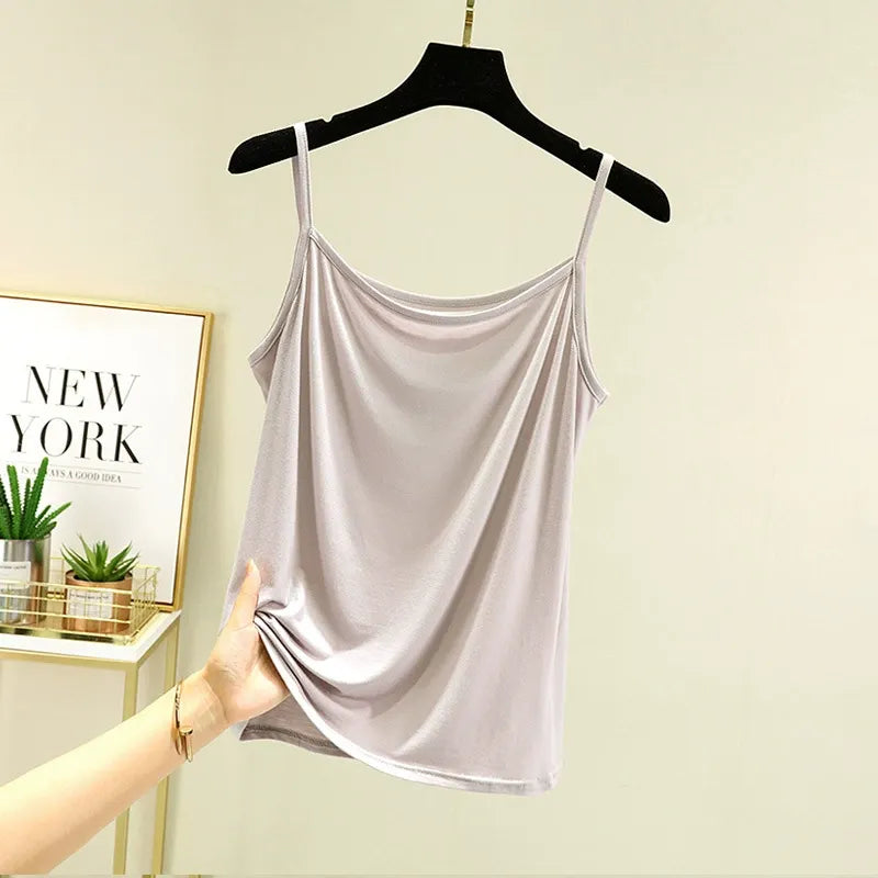 Women's Premium Modal Cami Top - Ultra-Soft Basic Adjustable Spaghetti Strap Tank