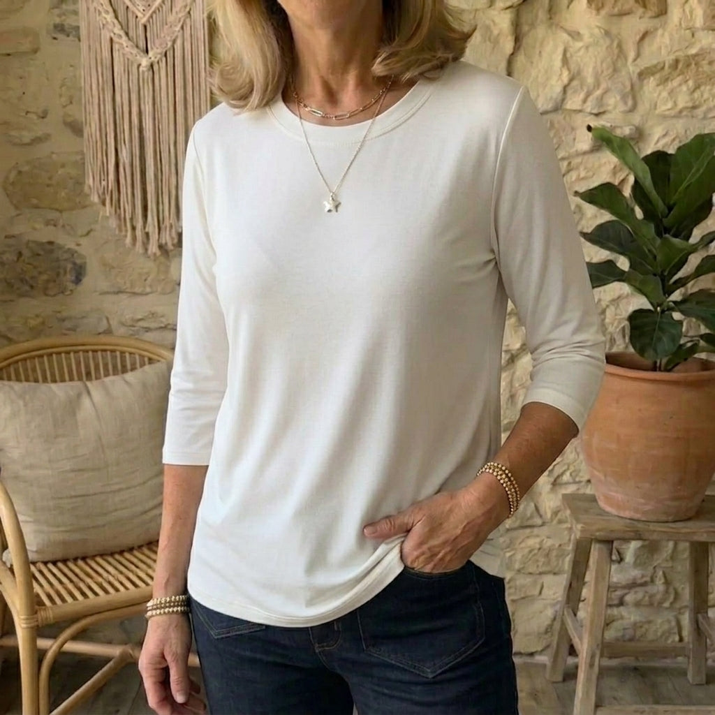 Premium Modal 3/4 Sleeve Top - Lightweight Comfy Tee in Plus Sizes