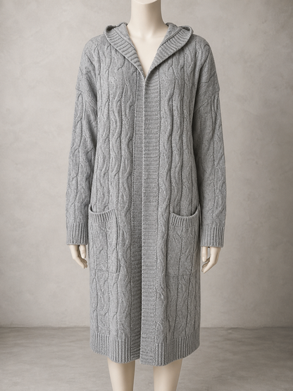V-Neck Solid Color Long Sleeve Knit Cardigan Casual
