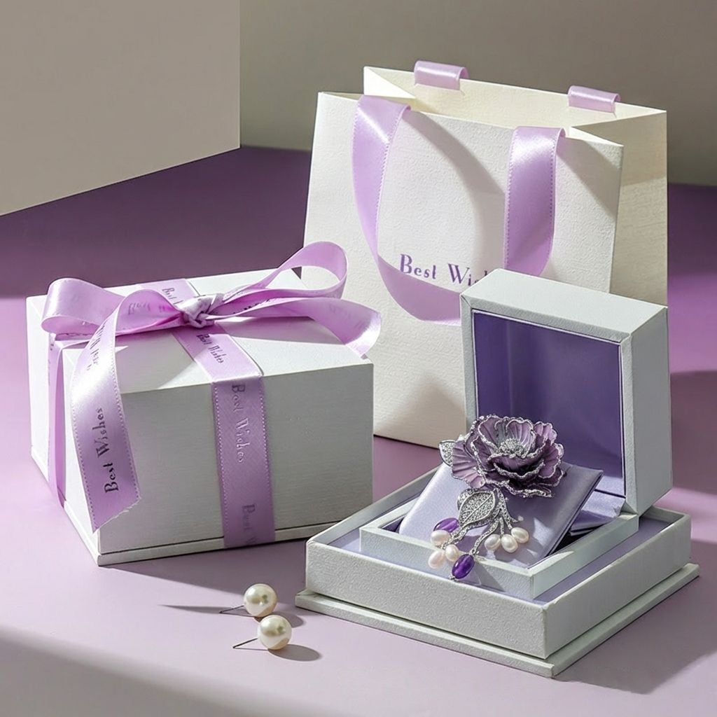 Luxurious purple jewelry box set, best souvenir case for necklace brooches rings