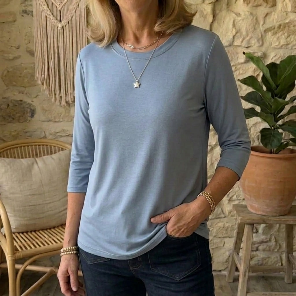 Premium Modal 3/4 Sleeve Top - Lightweight Comfy Tee in Plus Sizes