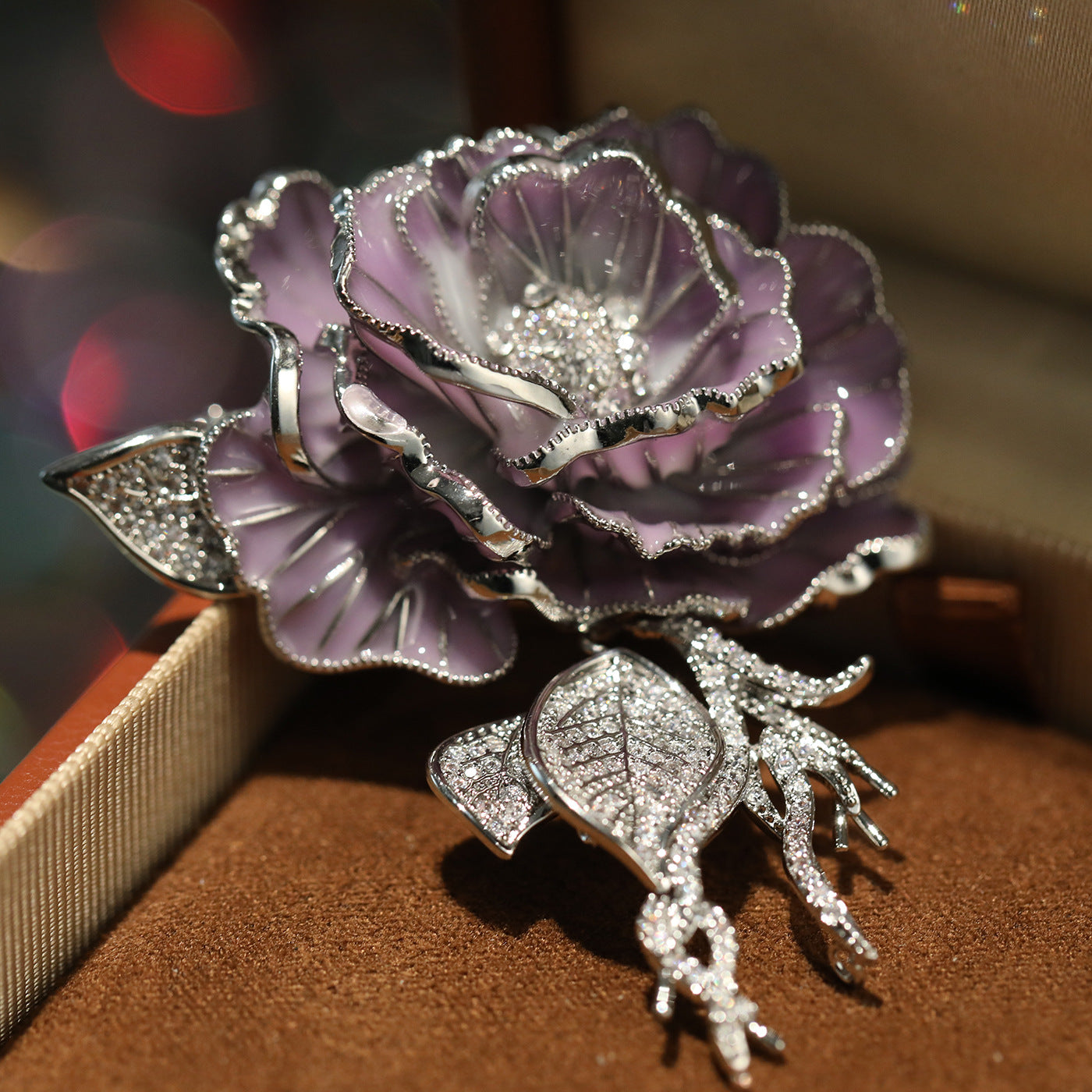 vintage purple rose brooch pendant with natural pearl and amethyst pin best women gift