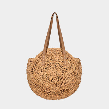 Bohemian Evil Eye Woven Straw Tote Bag - Large Capacity Retro Beach Shoulder Purse for Women