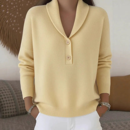 Chic Ribbed Neckline Pullover Sweater for Women - Retro Slouchy Loose Fit Jumper