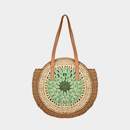 Bohemian Evil Eye Woven Straw Tote Bag - Large Capacity Retro Beach Shoulder Purse for Women