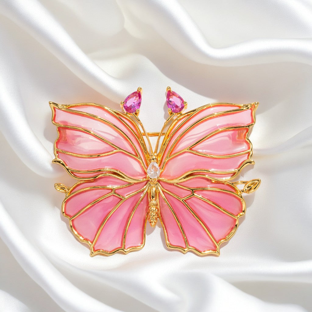 Blue crystal butterfly original brooch women's jewelry gift with box