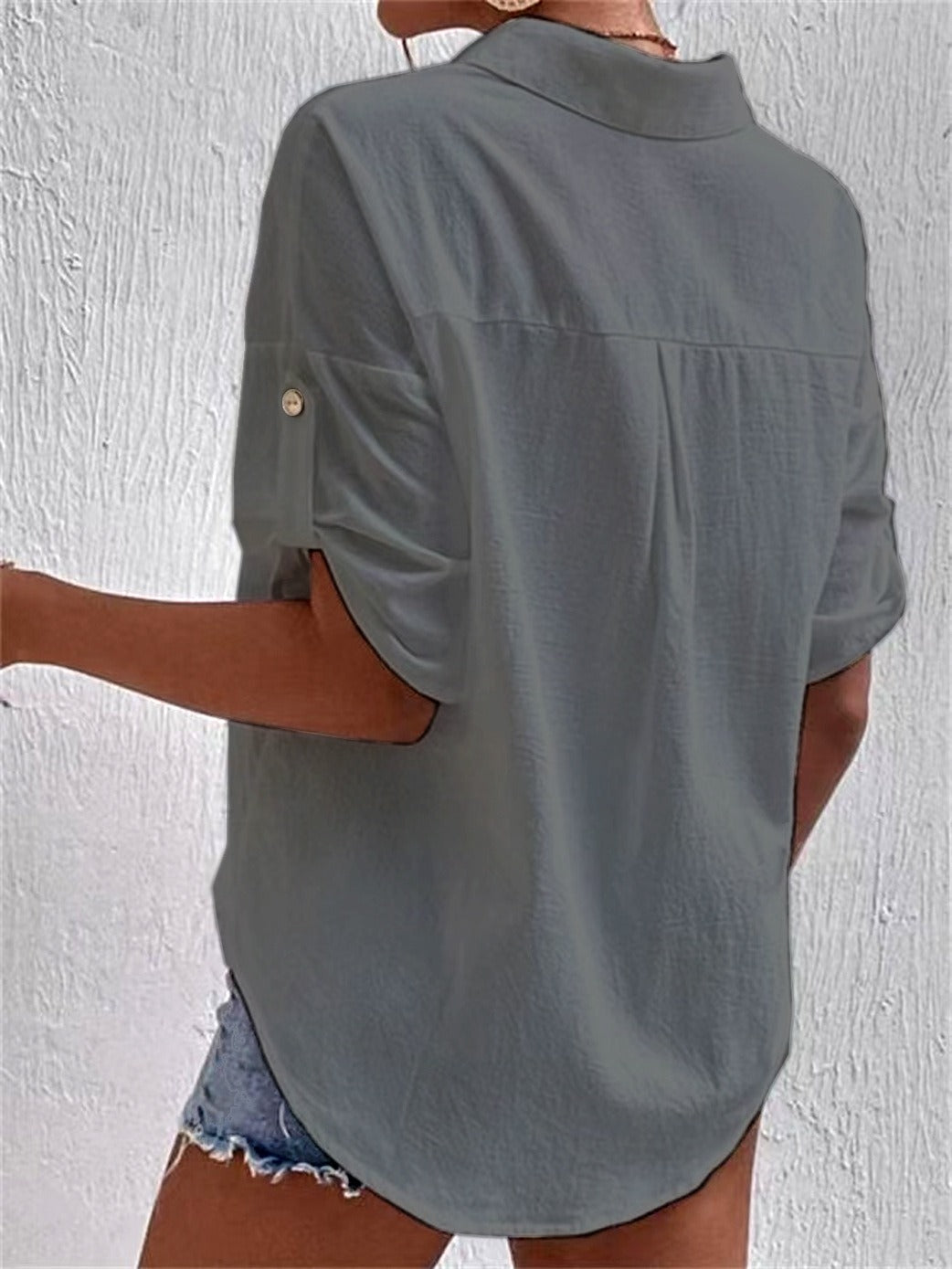 French Romance Ruffle Blouse - White V-Neck Linen-Blend Top
