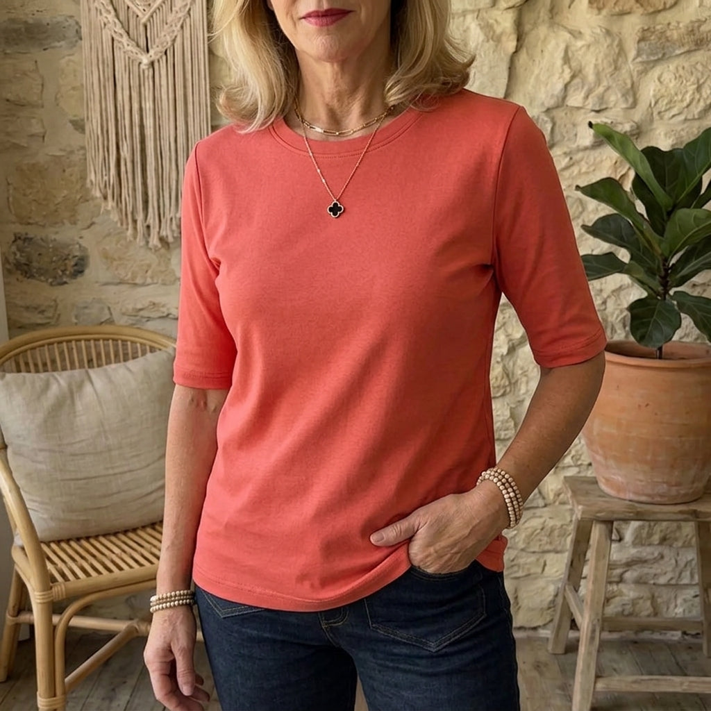 Cozy Minimalist Half-sleeve 100% Cotton T-shirt