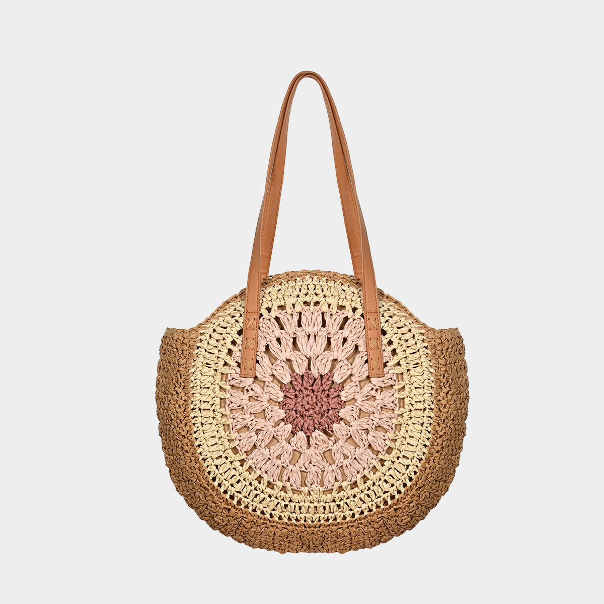 Bohemian Evil Eye Woven Straw Tote Bag - Large Capacity Retro Beach Shoulder Purse for Women