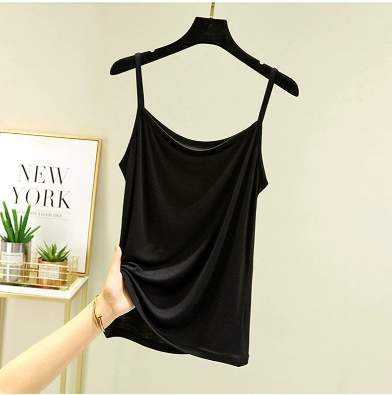 Women's Premium Modal Cami Top - Ultra-Soft Basic Adjustable Spaghetti Strap Tank