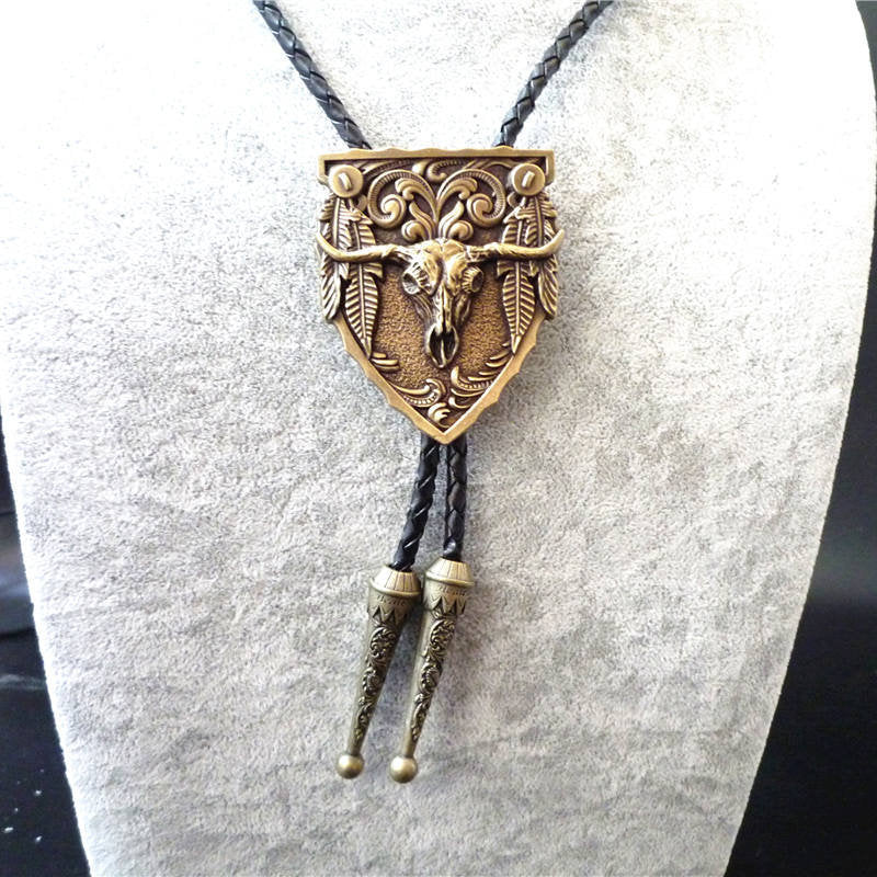 Original vintage Western style cow head copper bolo tie